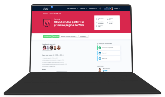 Notebook com a tela de um curso para baixarmos o conteúdo